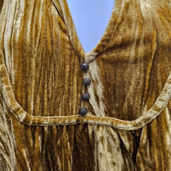 Maurices Gold Velour Babydoll Top Goth Boho Gypsy Hippie M - Picture 3 of 12